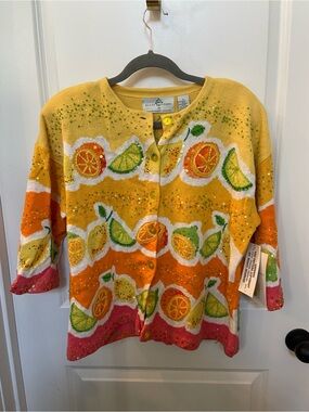 Design Options Bright Citrus Button-Front Cardigan Sweater - Yellow & Orange